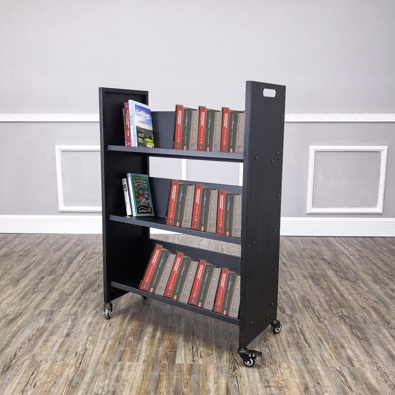 FixtureDisplays Metal Book Cart Rooling Book Truck Library Book Cart